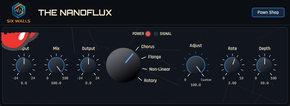 Screenshot of the NanoFlux plugin interface