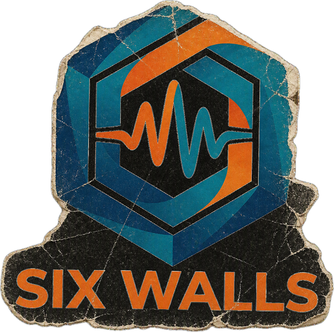 Six Walls worn sticker logo